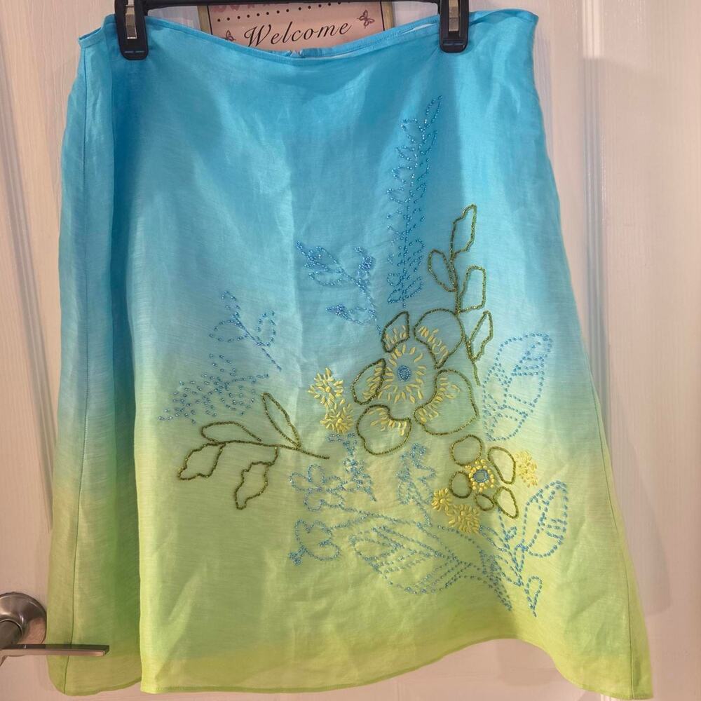 Sigrid Olsen Collection ombre embroidered skirt🌿